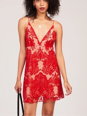 Free People Night Shimmers Red Mini Dress NWT! MSRP 108.  Size 6